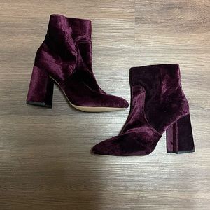 Steve Madden Burgundy Velvet Block Heel Ankle Boots